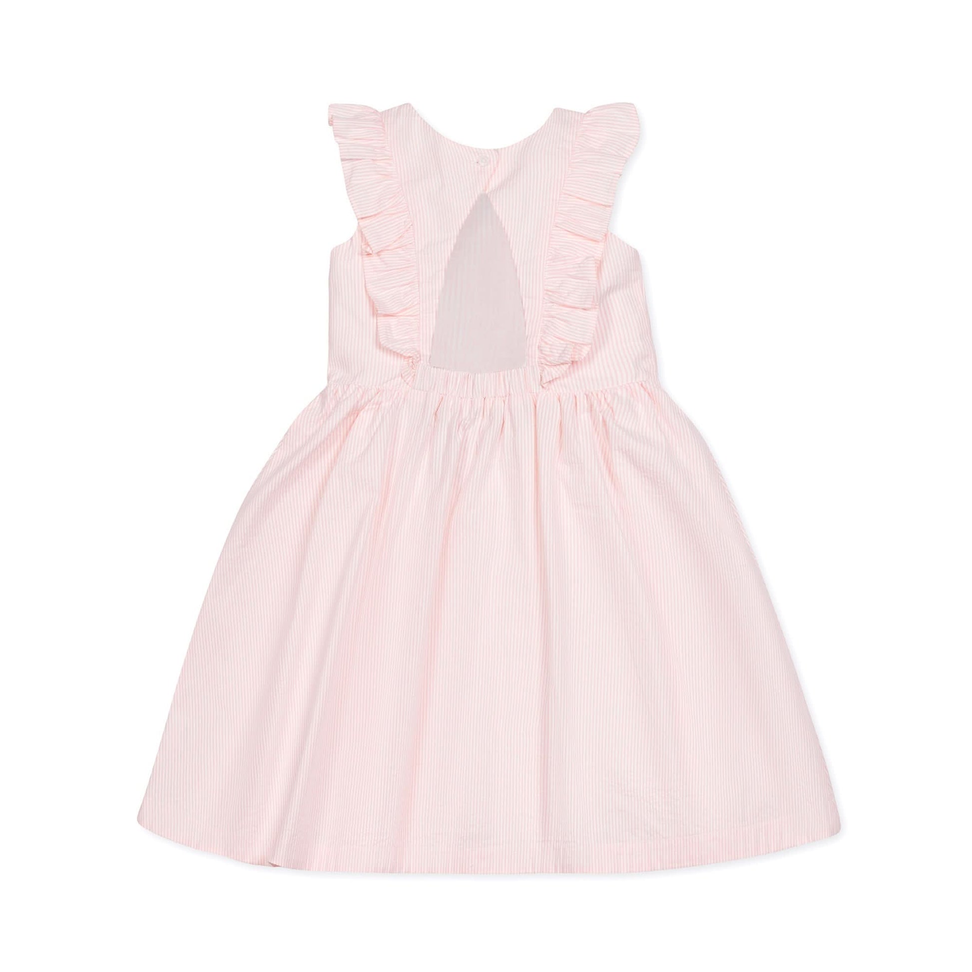 Hope and Henry - Flutter Sleeve Organic Open Back Dress Light Pink