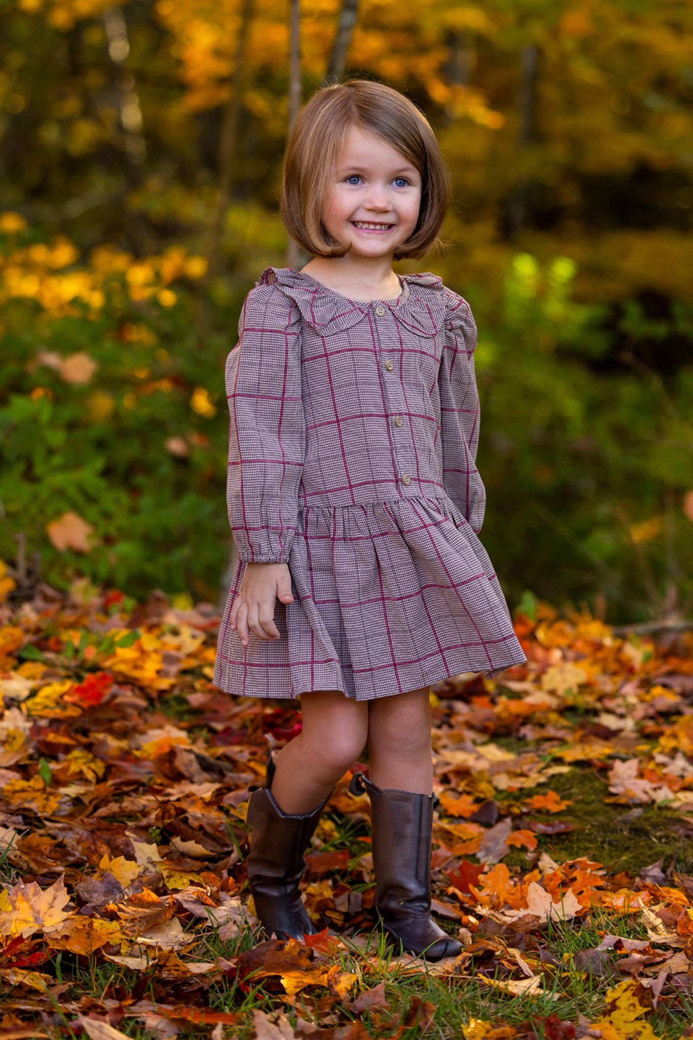 Hazel Brown Checkered Dress