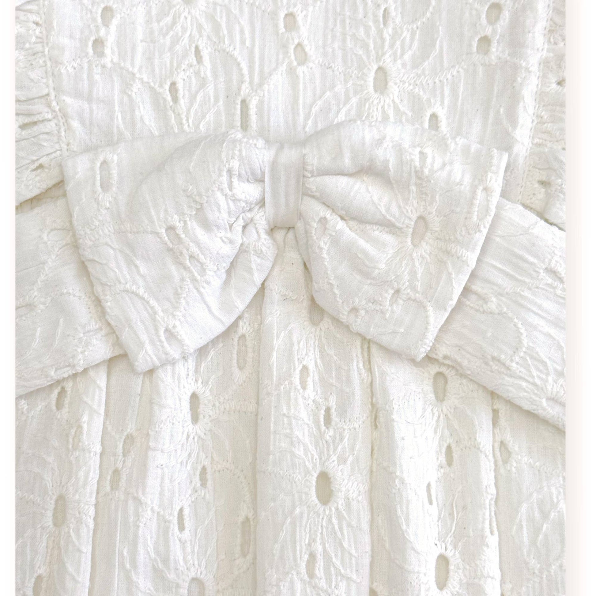 Luna Schiffli Ruffle & Bow Baby Girl Romper