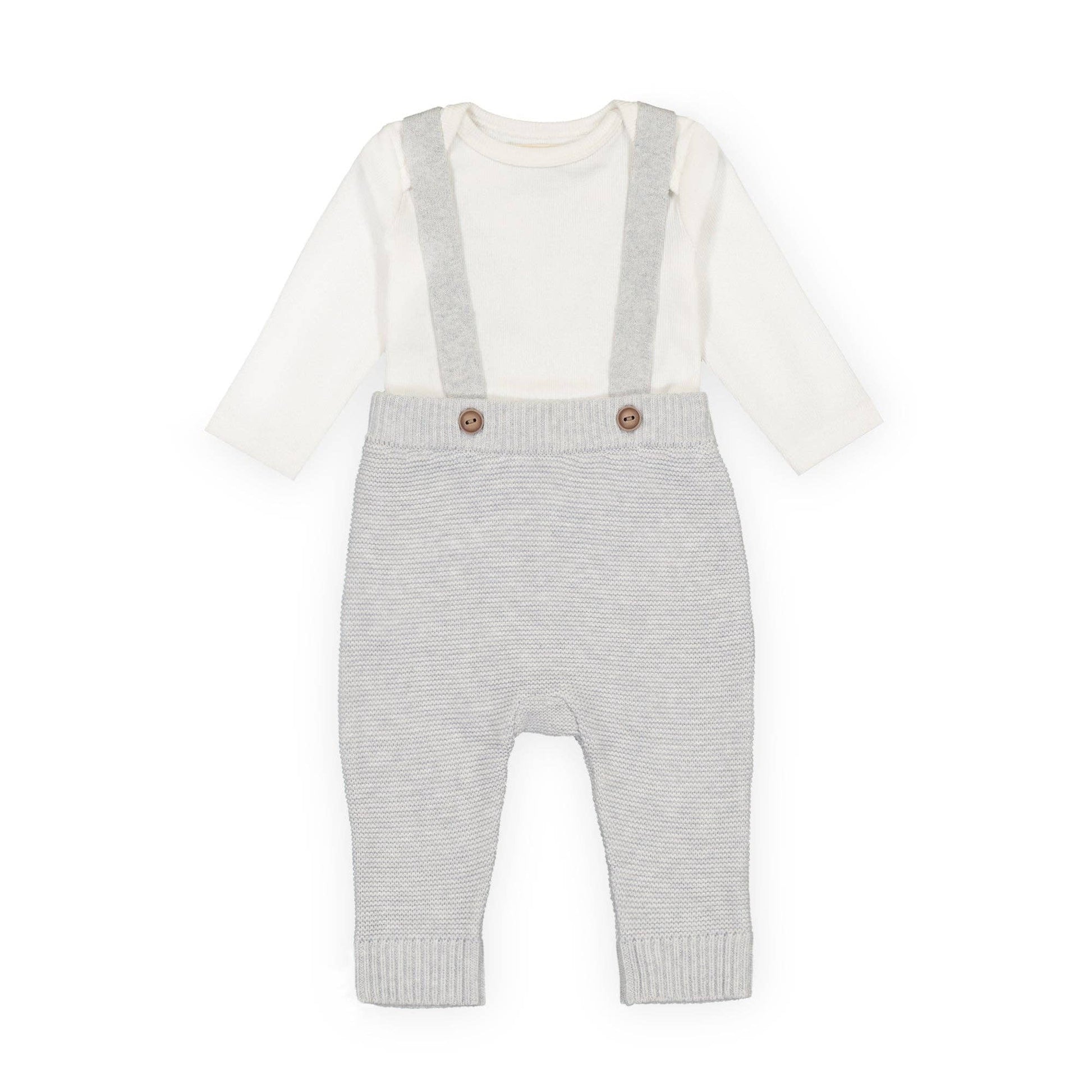 Rib Bodysuit and Sweater Overall Set