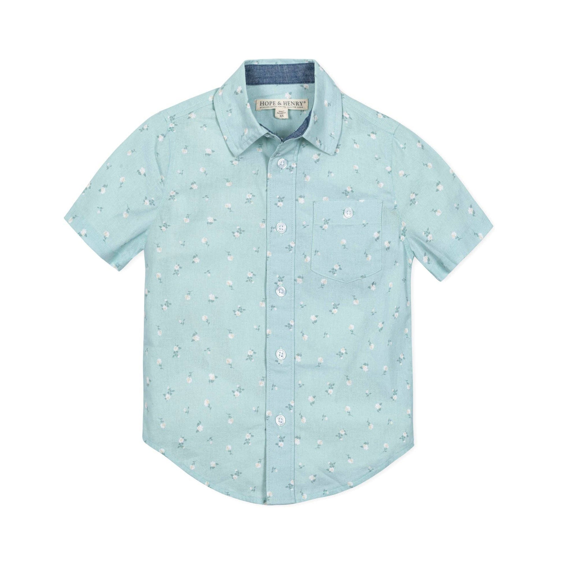 Hope and Henry - Linen Short Sleeve Button Down Shirt