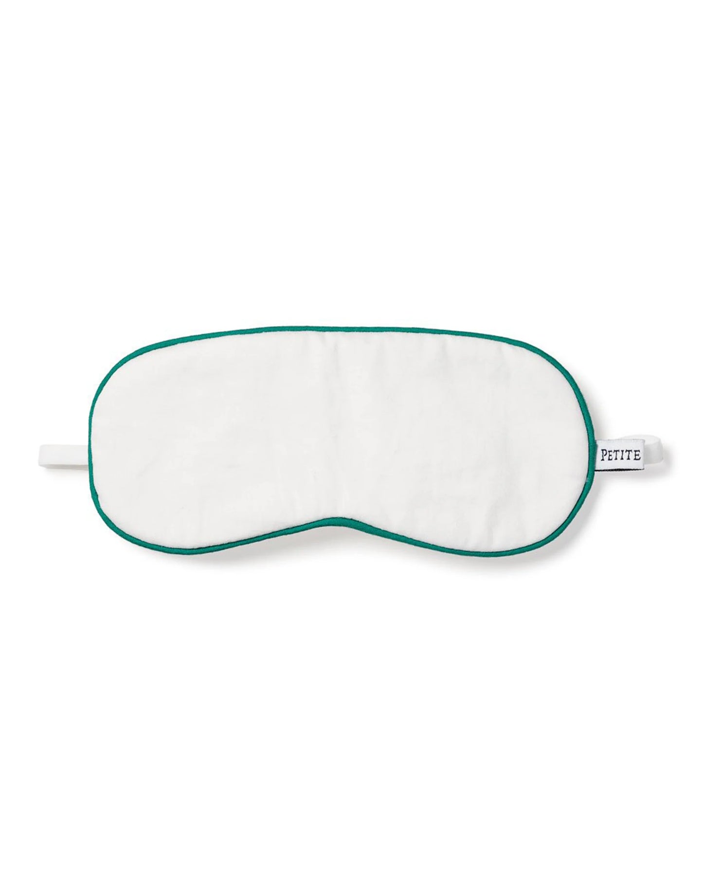 Kid's Sleep Mask in White with Green Piping