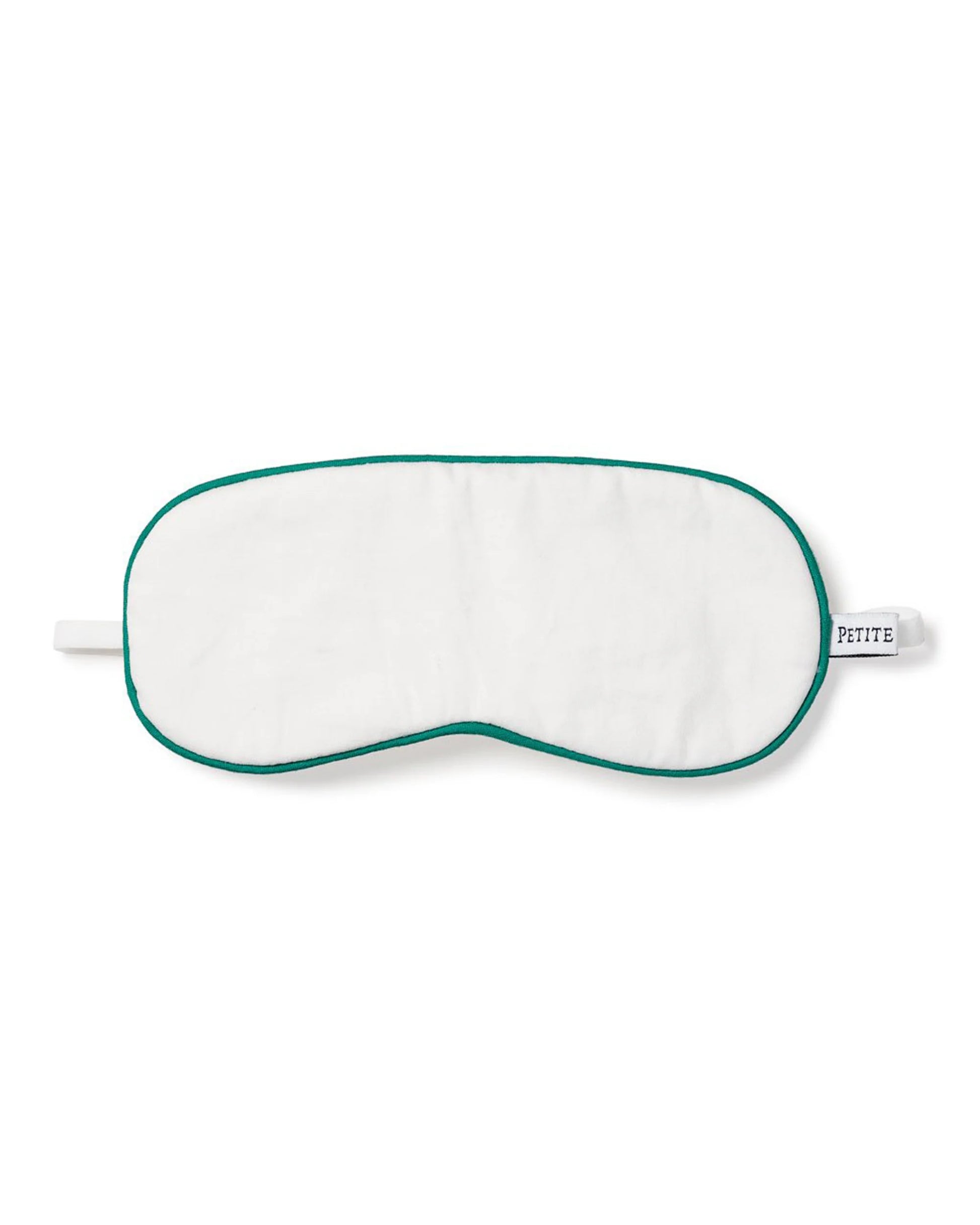 Kid's Sleep Mask in White with Green Piping