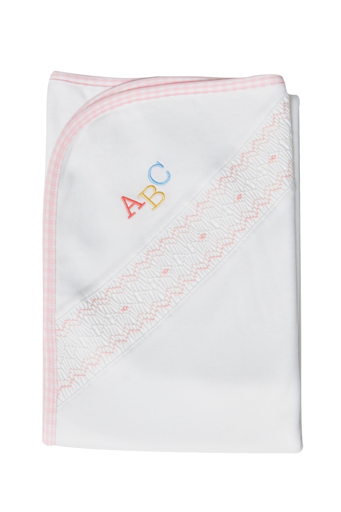 Pink Gingham ABC Baby Blanket