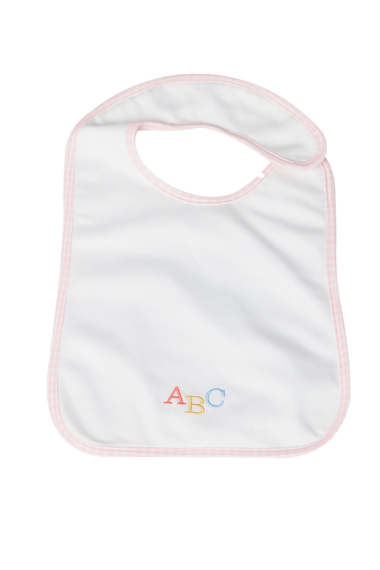 Pink Gingham ABC Feeding Bib