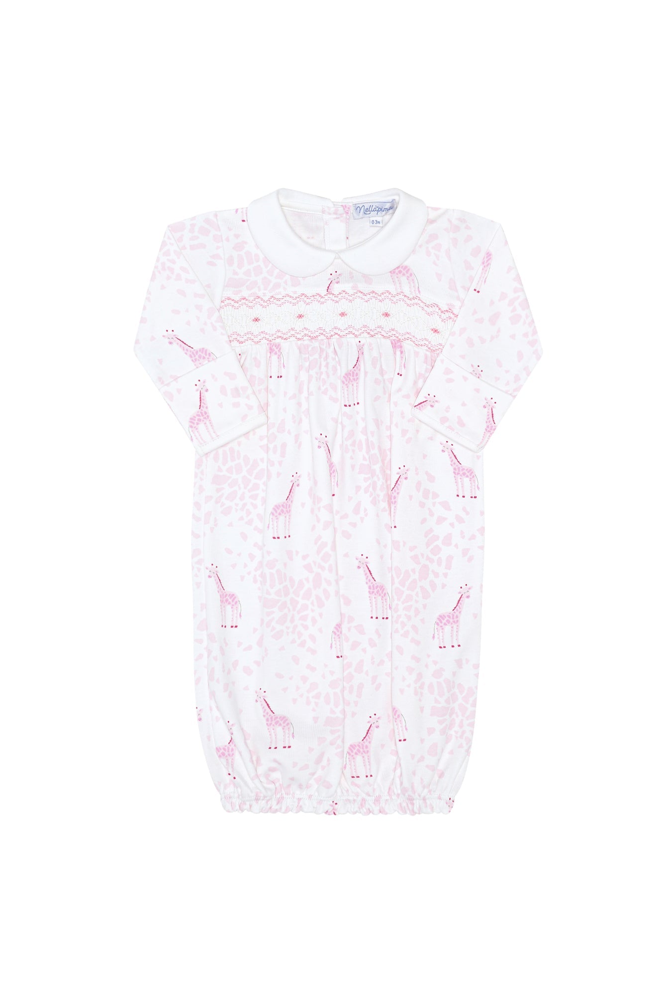 Pink Giraffe Print Smocked Gown