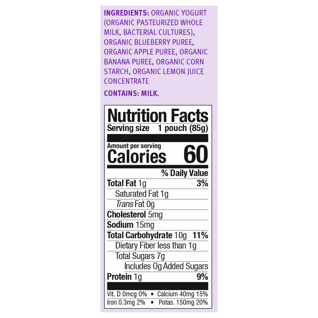 Holle Organic Yogurt Pouches - Blueberries, Apple & Banana