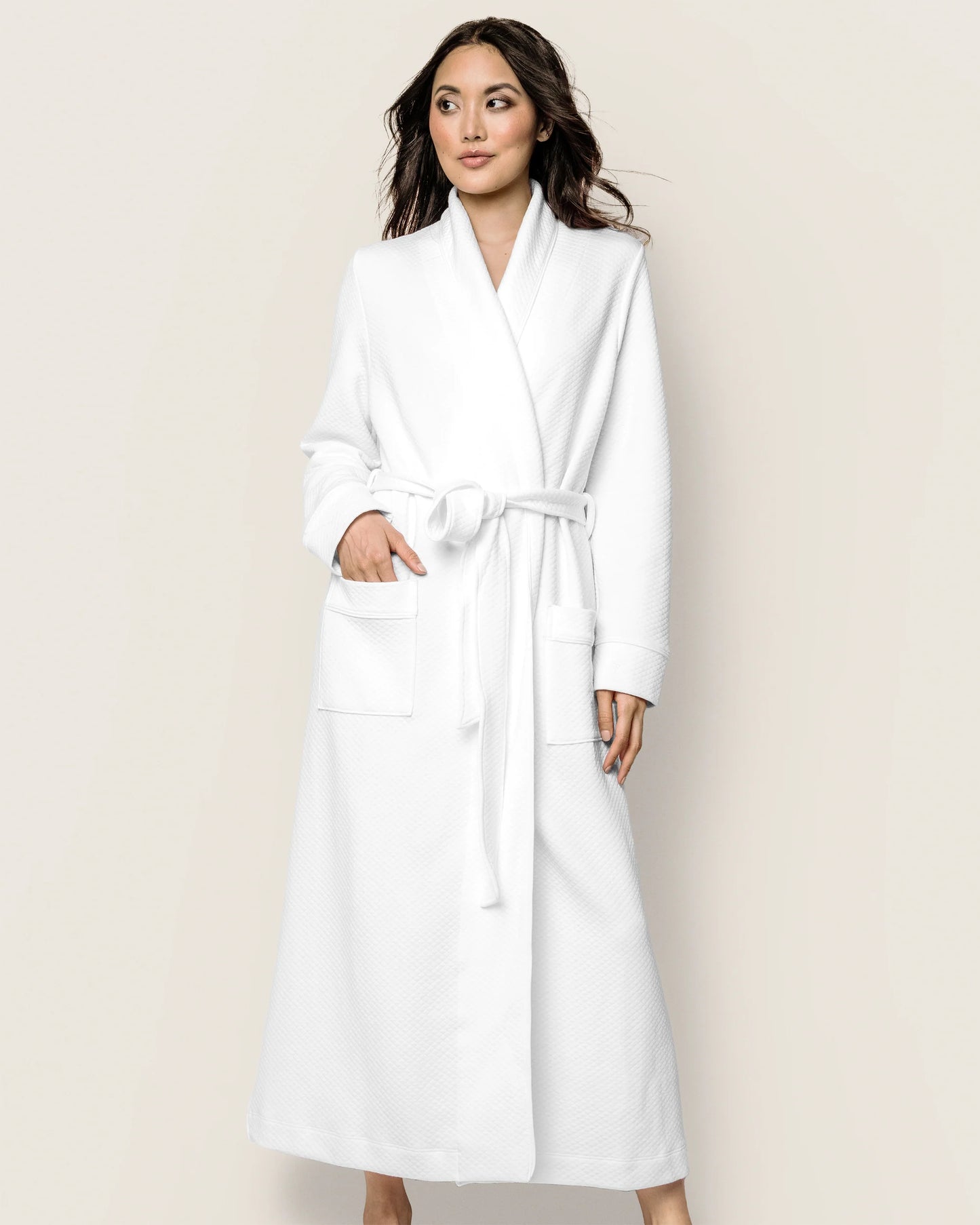 Women's Pima Ophelia Robe in White Jacquard