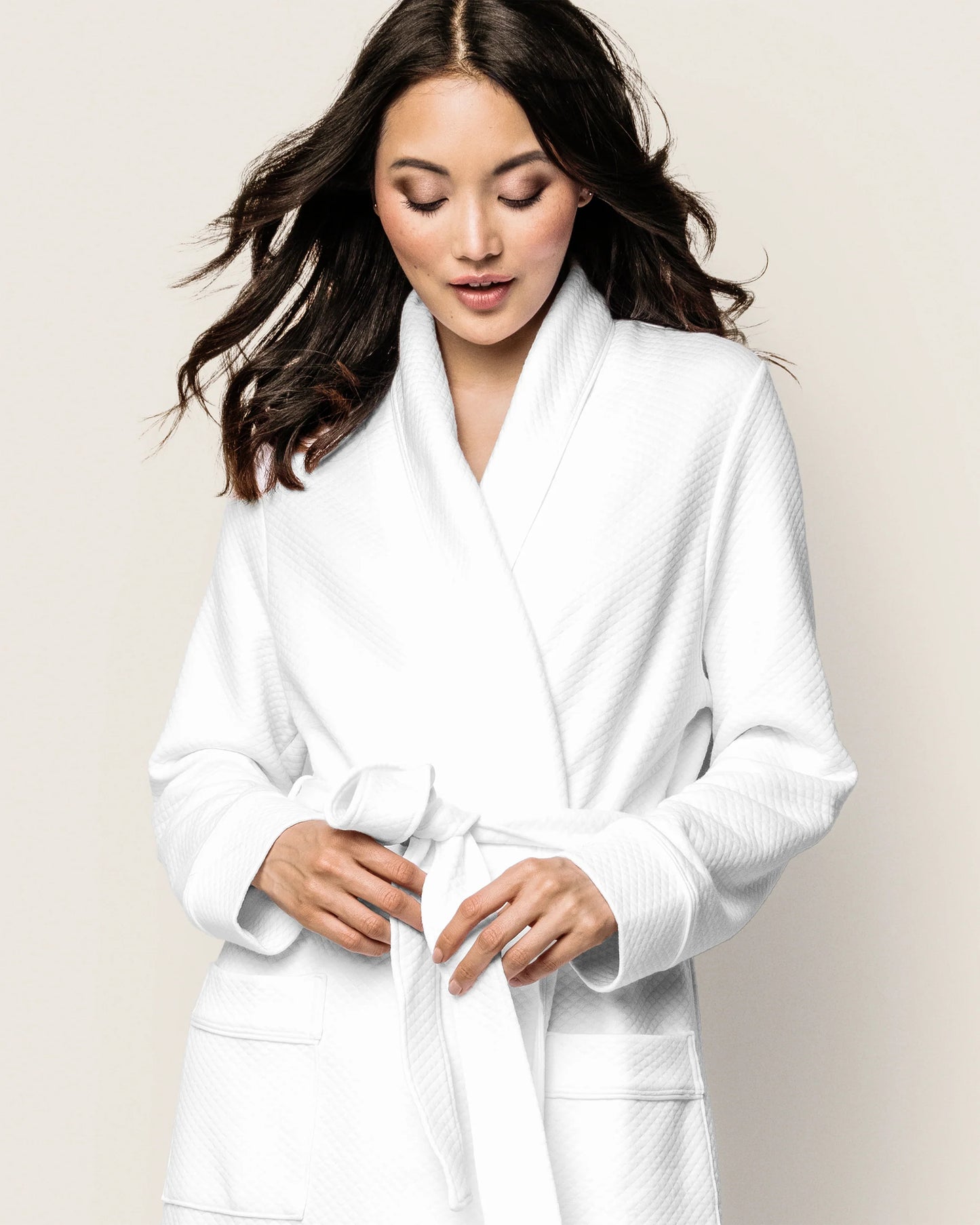 Women's Pima Ophelia Robe in White Jacquard