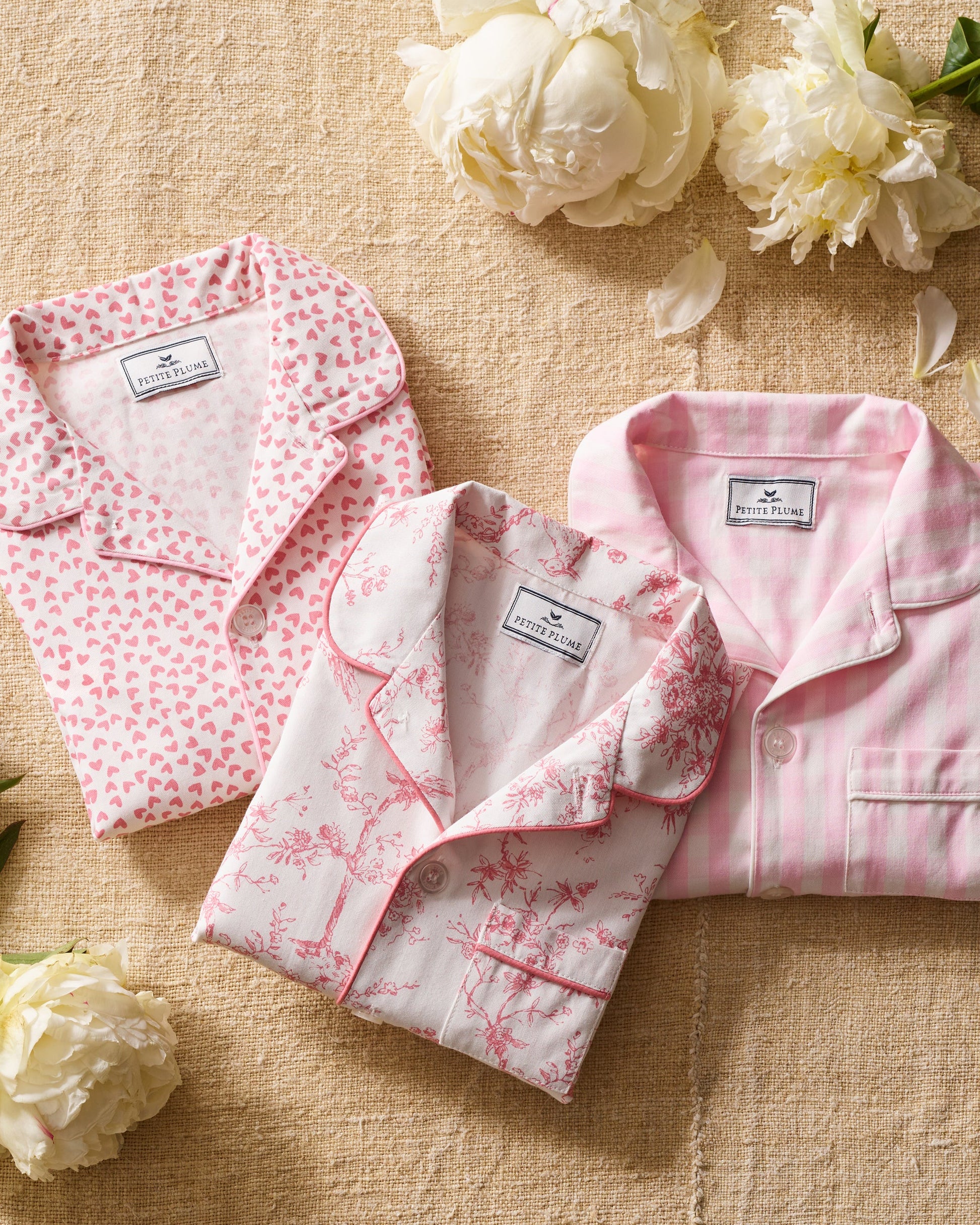 Kid's Twill Pajama Short Set in Pink Gingham