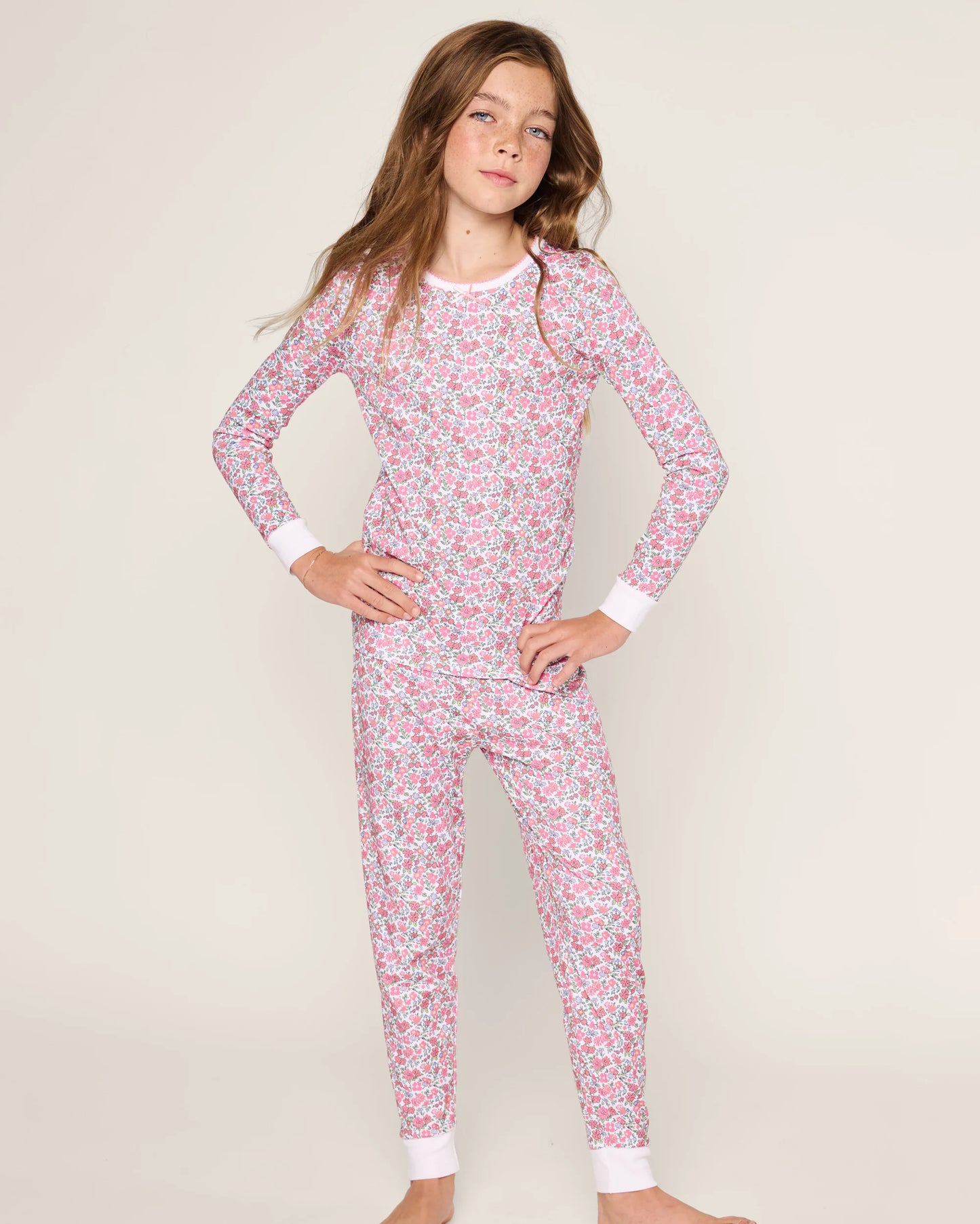 Kid's Pima Snug Fit Pajama Set in Fleurs de Rose
