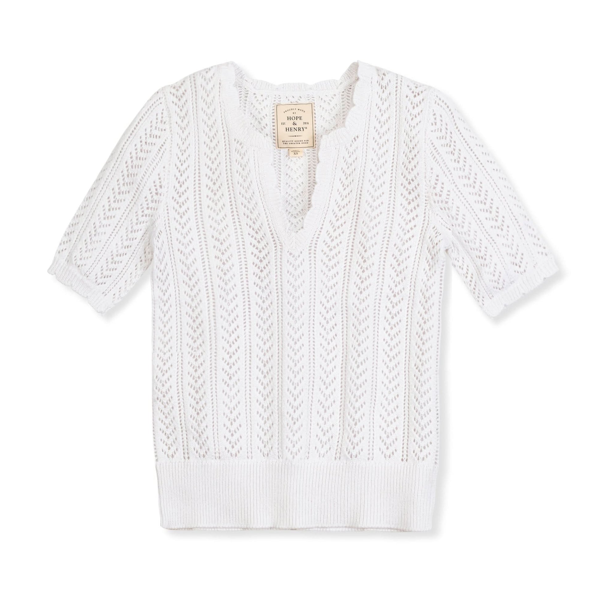 Hope and Henry - V-Neck Pointelle Sweater