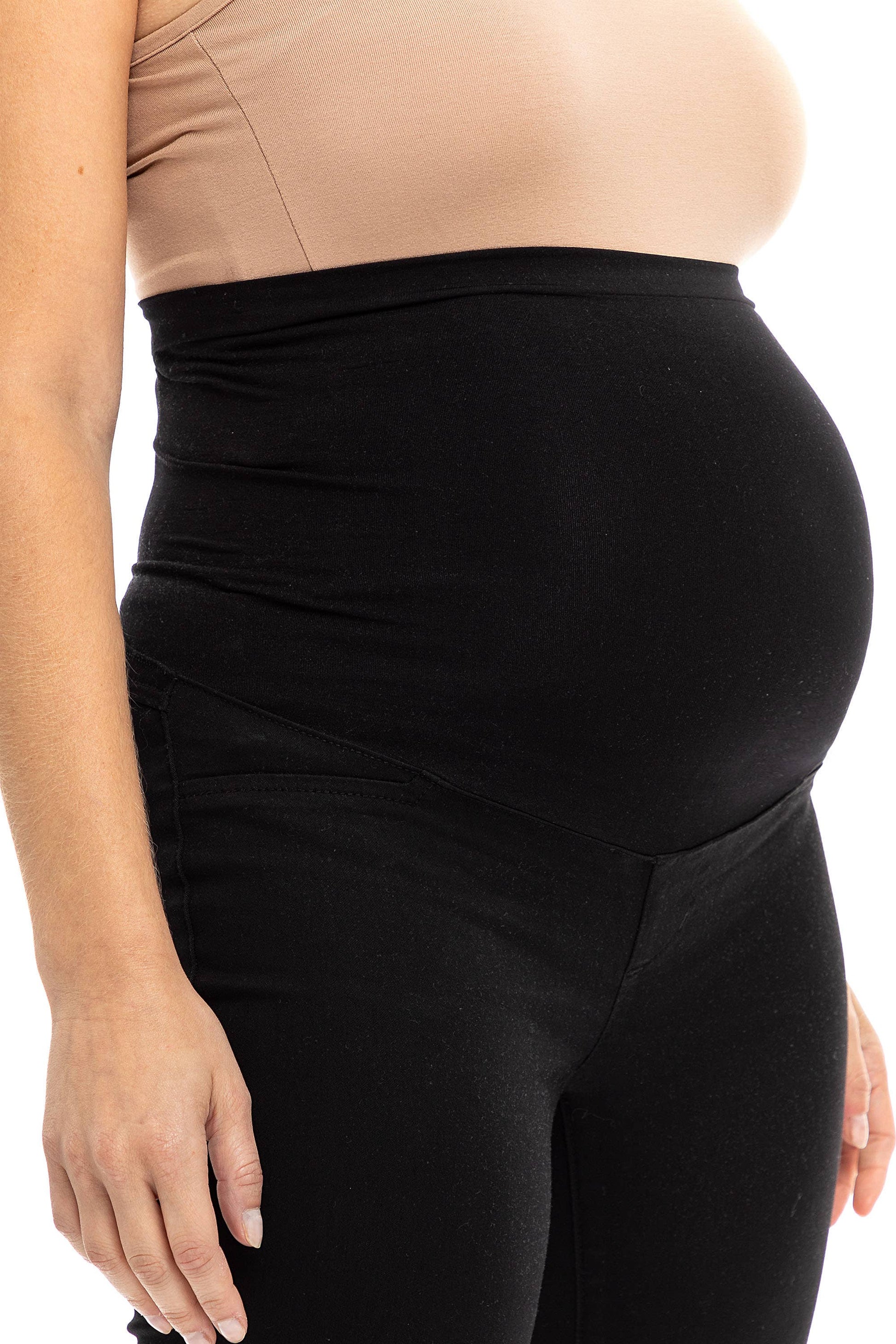 1822 Denim - 28" Maternity Better Butter Ankle Skinny w/ Bellyband- BLACK