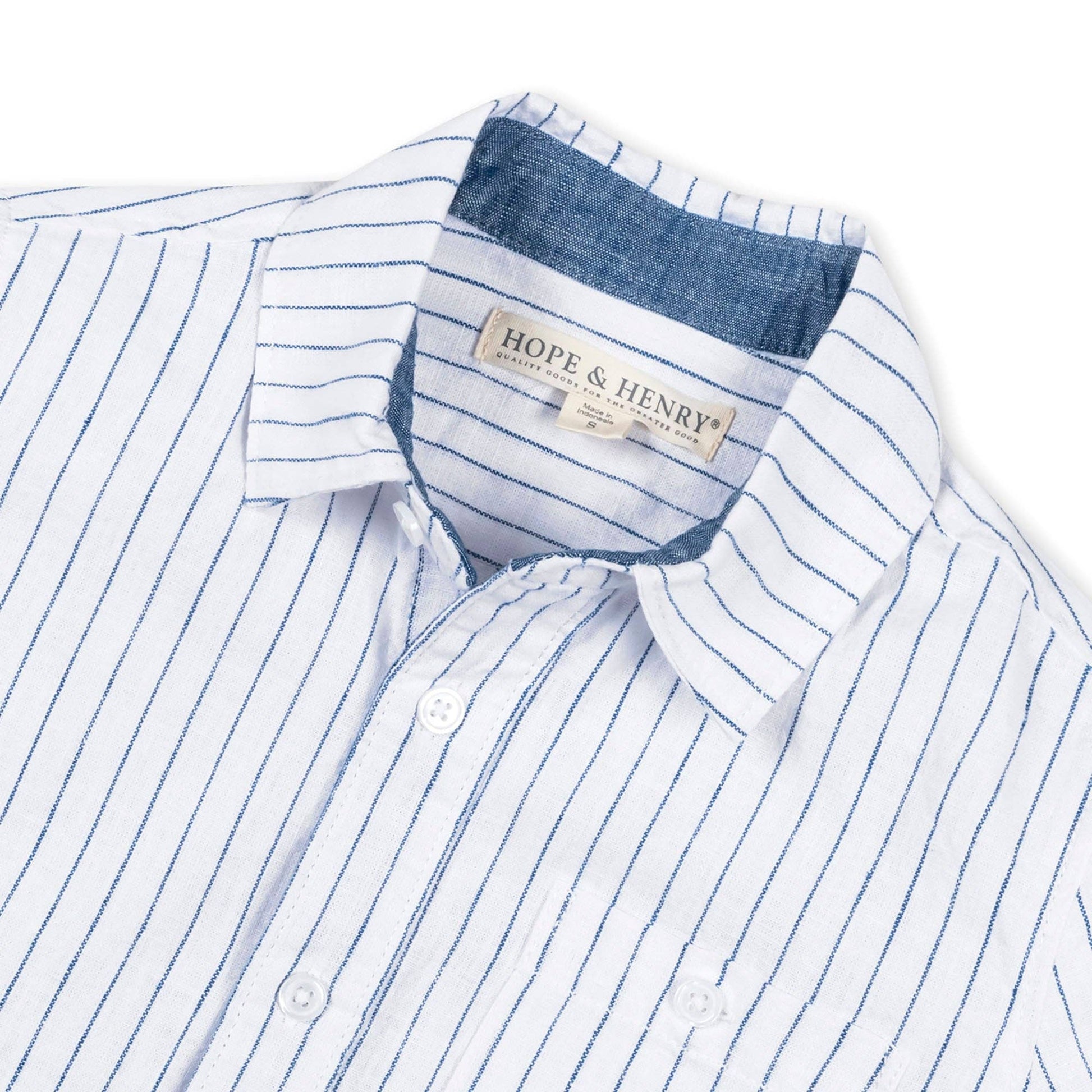 Hope and Henry - Linen Short Sleeve Button Down Shirt