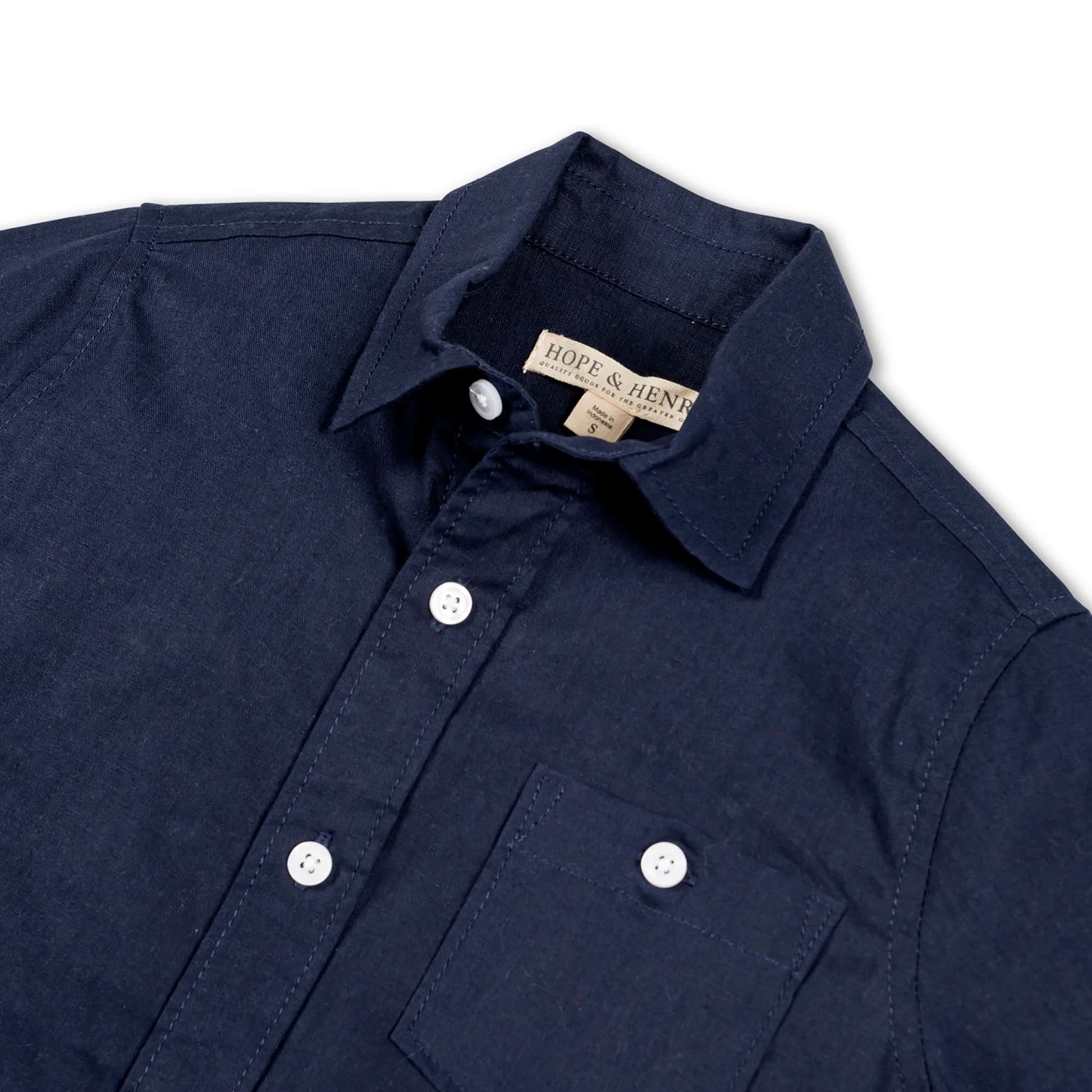 Hope and Henry - Linen Short Sleeve Button Down Shirt