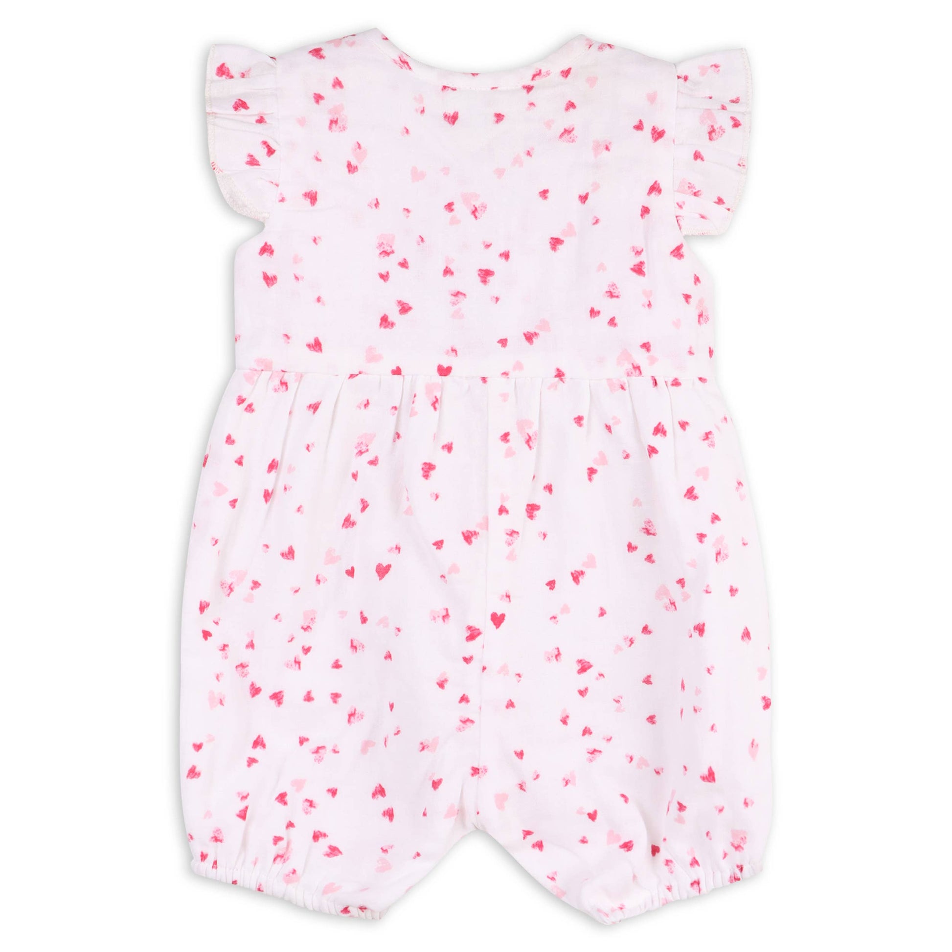 Viverano Organics - Dora Fluttering Hearts Bow Baby Romper (Organic Muslin)