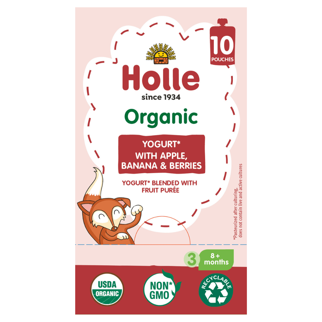 Holle Organic Yogurt Pouches - Apple, Banana & Berries