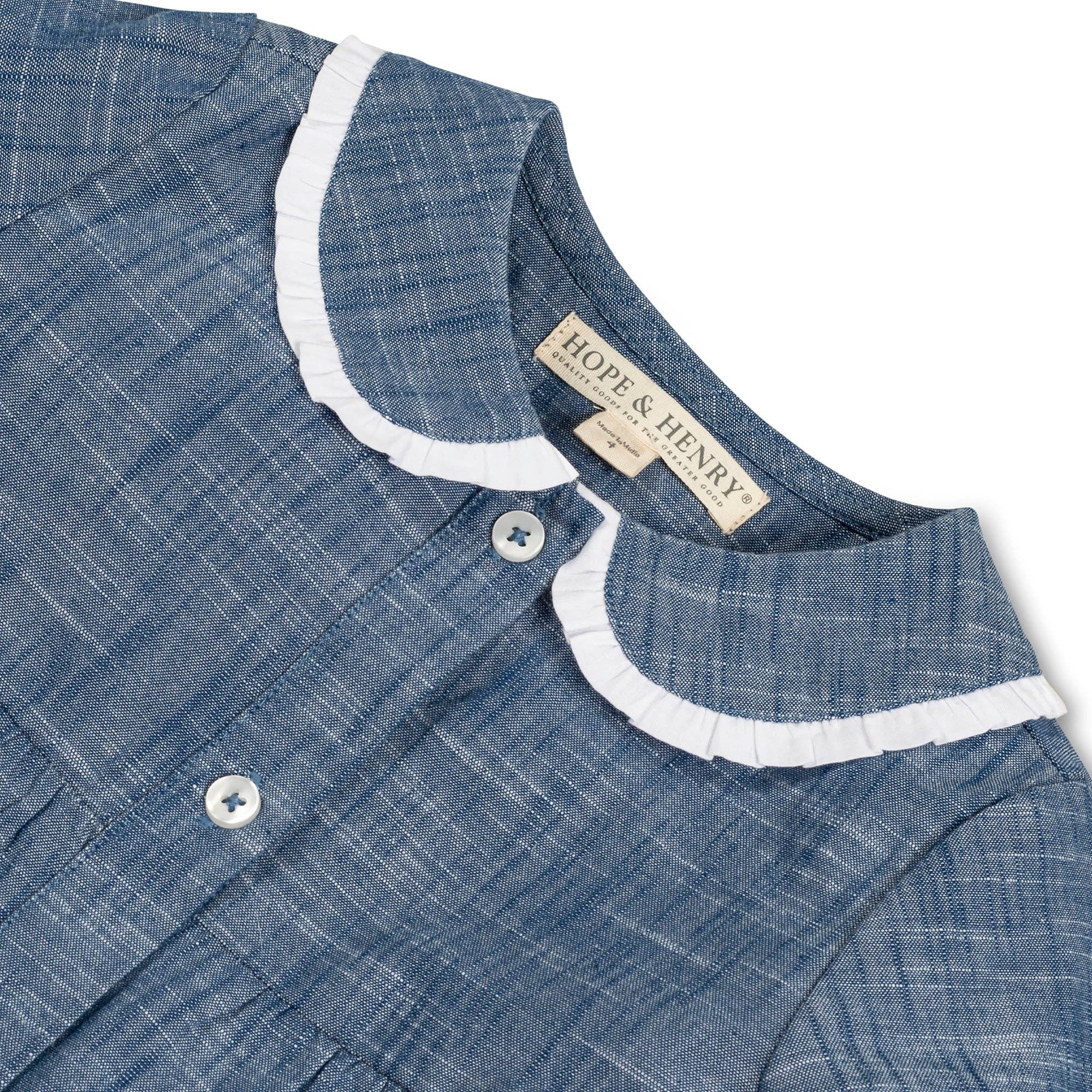 Image of Button Front Organic Chambray Dress