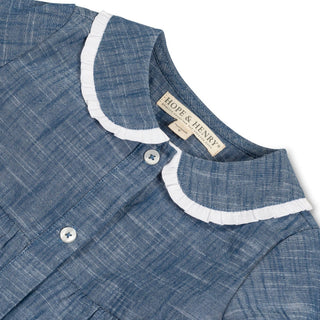 Button Front Organic Chambray Dress