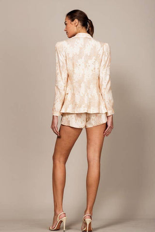 Dressy Jacquared Shorts with Accent Belt