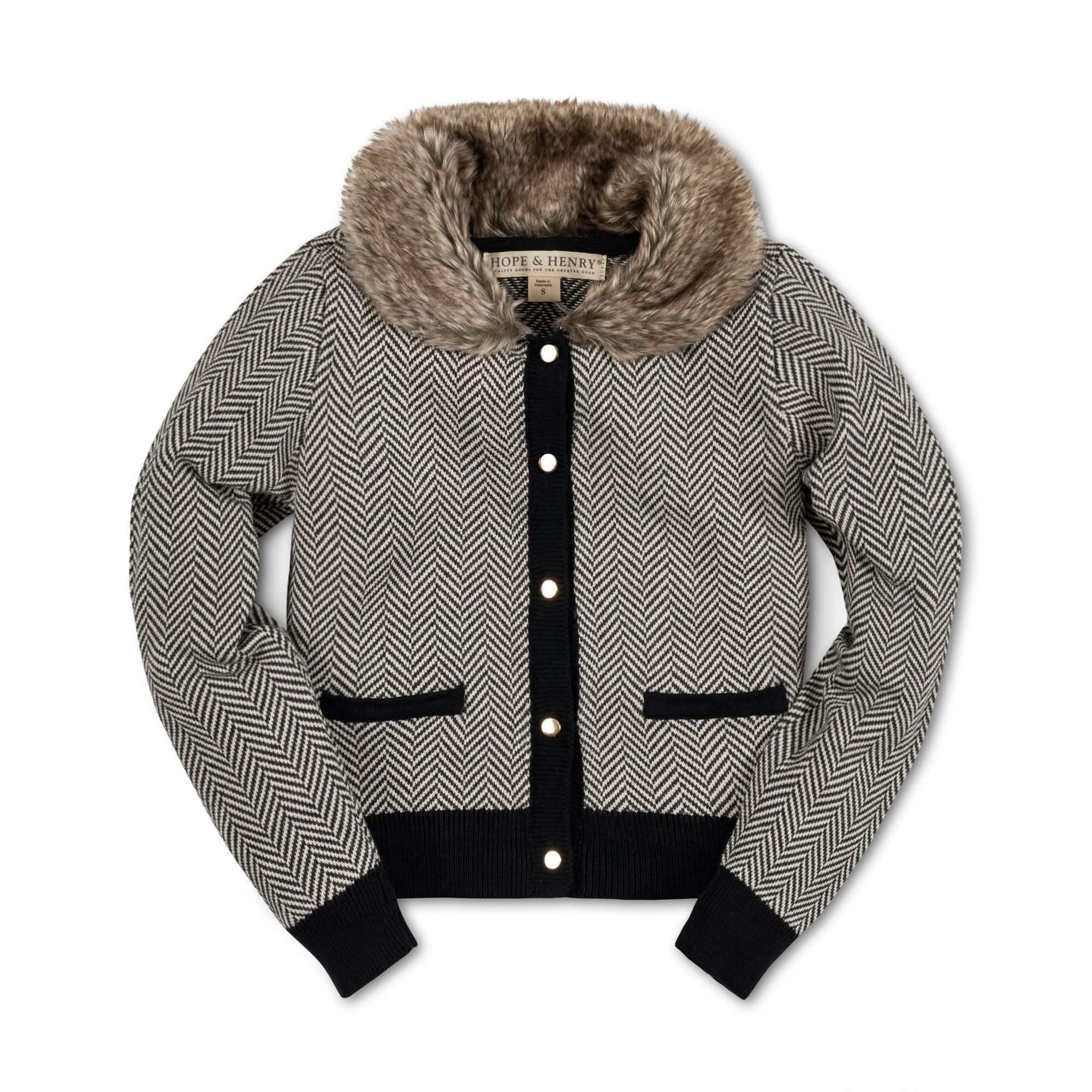 Image of Faux Fur Cardigan and Skirt Organic Sweater Set