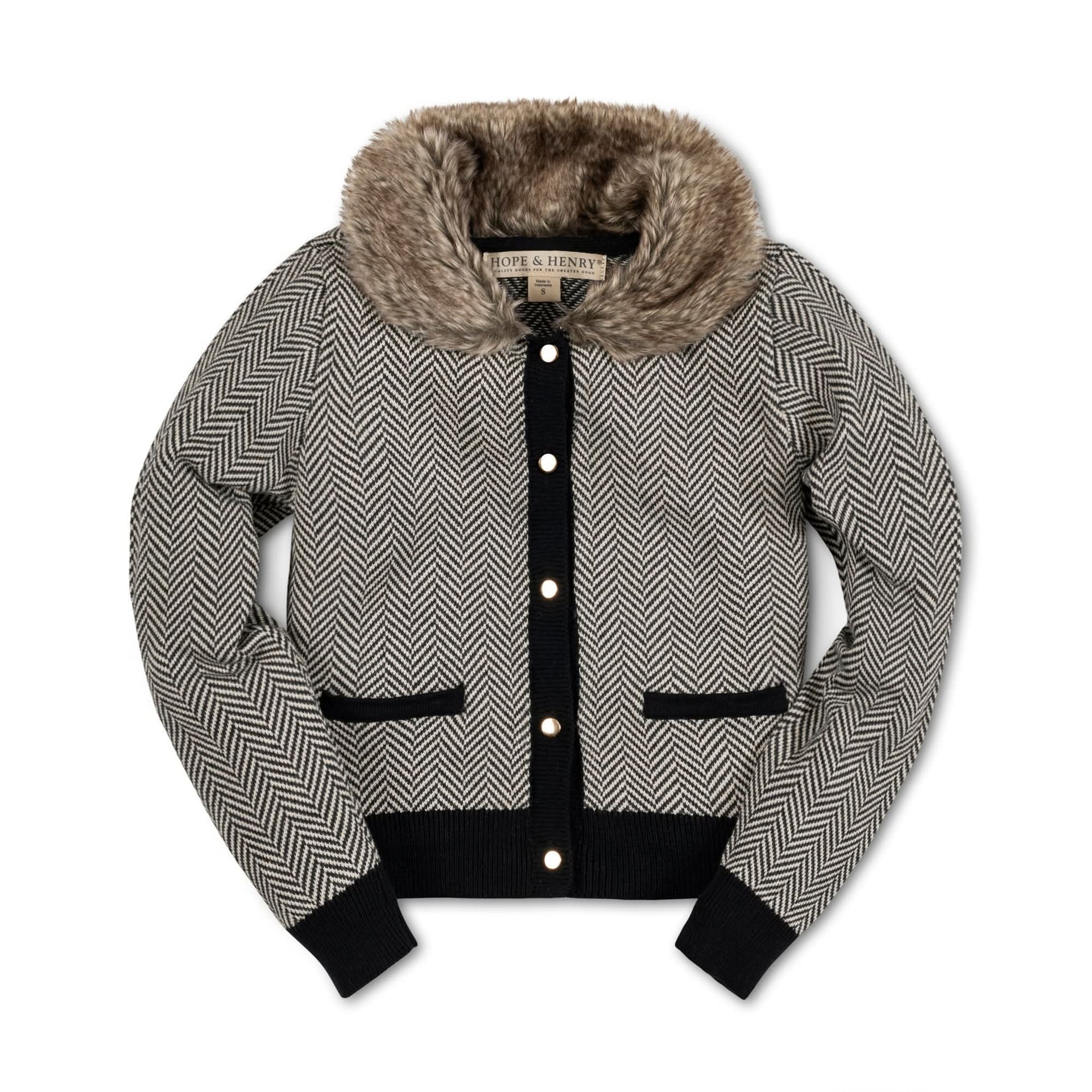 Faux Fur Cardigan and Skirt Organic Sweater Set