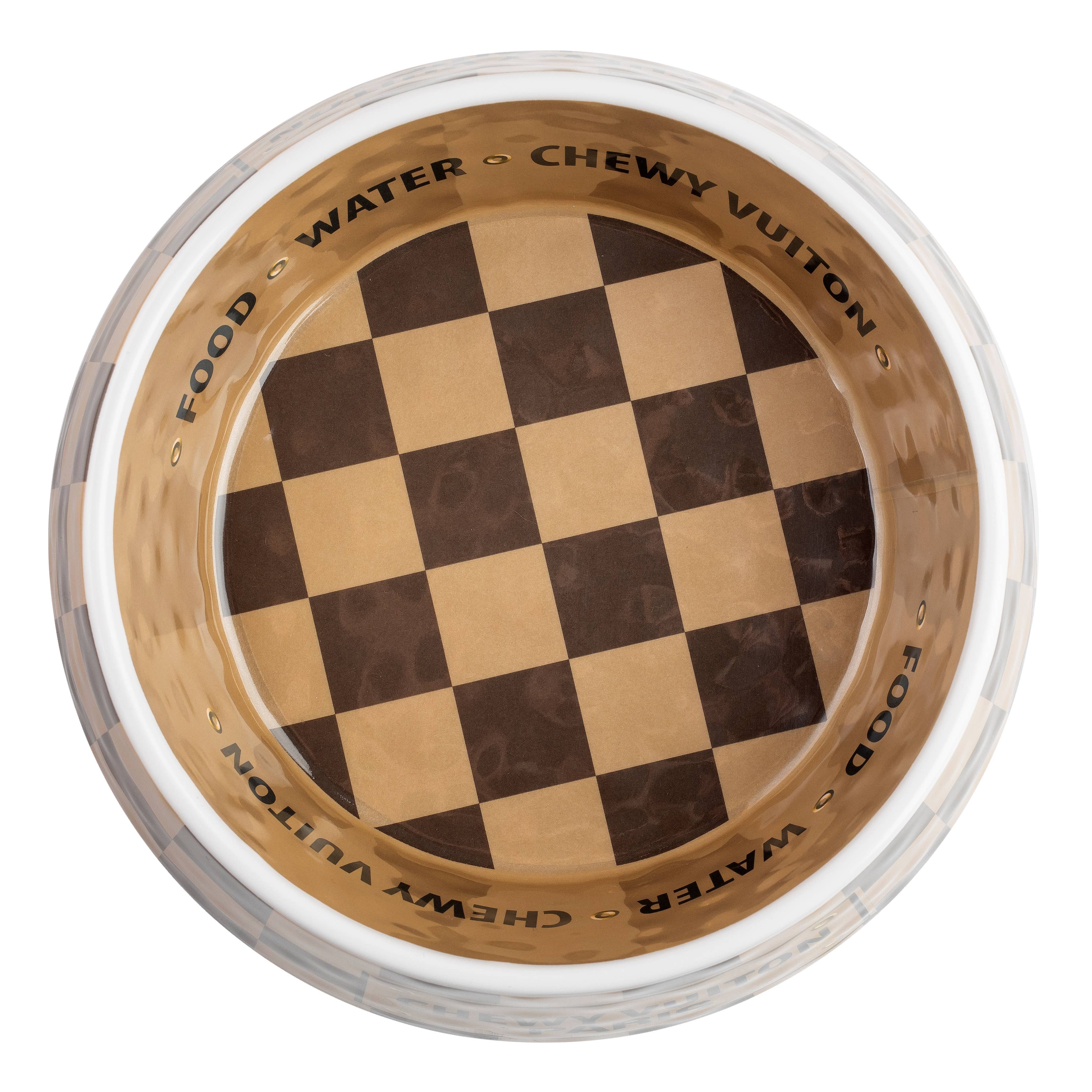 Checker Chewy Vuiton Bowl - 3 Sizes!! Dog Bowls