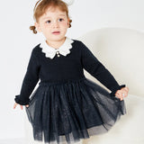 Balabala Baby Girl Lapel Long Sleeve Dress