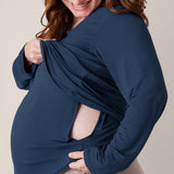 Bamboo Maternity & Nursing Long Sleeve T-shirt | Navy