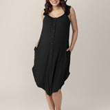 Ruffle Strap Labor & Delivery Gown | Black