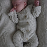 Luna + Luca - Luna + Luca Mixed Knit Jumpsuit: Natural / 18-24m