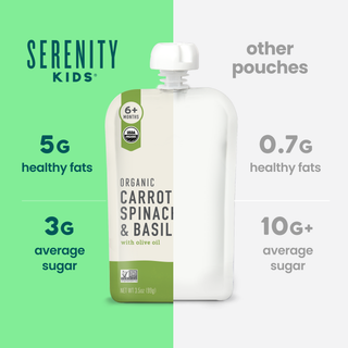 Serenity Kids Organic Carrot, Spinach & Basil with Organic Olive Oil Pouch