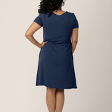 Eleanora Bamboo Maternity & Nursing Dress | Navy Heather