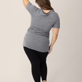 Organic Cotton Skin to Skin Short Sleeve Wrap Top | Charcoal Grey Heather