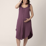 Ruffle Strap Labor & Delivery Gown | Burgundy Plum