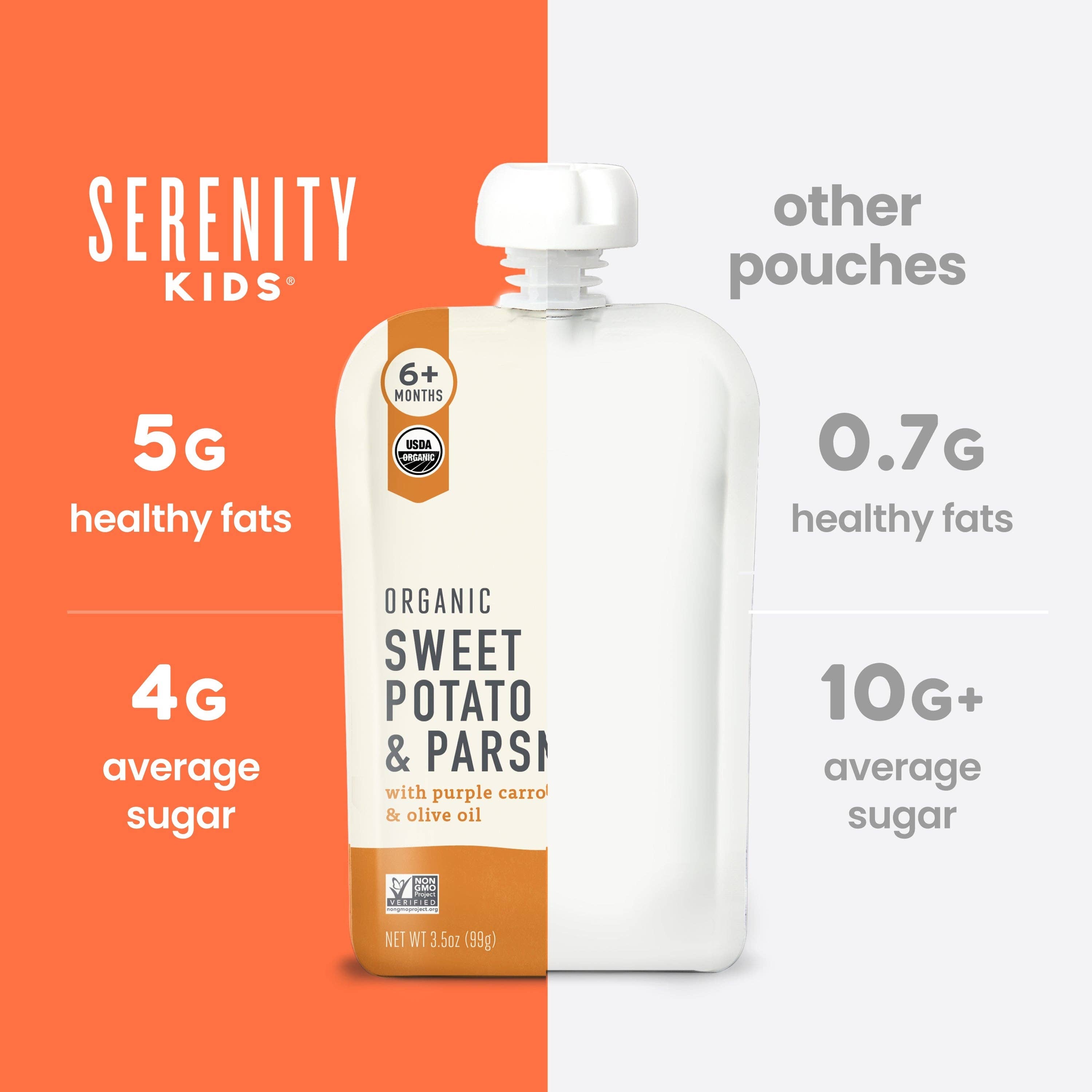 Serenity Kids Organic Sweet Potato & Parsnip with Organic Carrots and Olive Oil Pouch