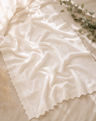 Viverano Organics - Dove White Classic Pointelle Knit Baby Blanket (Organic)