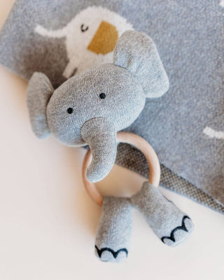 Viverano Organics - Elephant - Organic Stuffed Animal Baby Ring Rattle