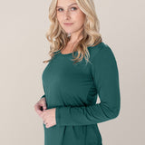 Bamboo Maternity & Nursing Long Sleeve T-shirt | Evergreen