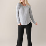 Bamboo Maternity & Nursing Long Sleeve T-shirt | Grey Heather