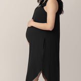 Ruffle Strap Labor & Delivery Gown | Black