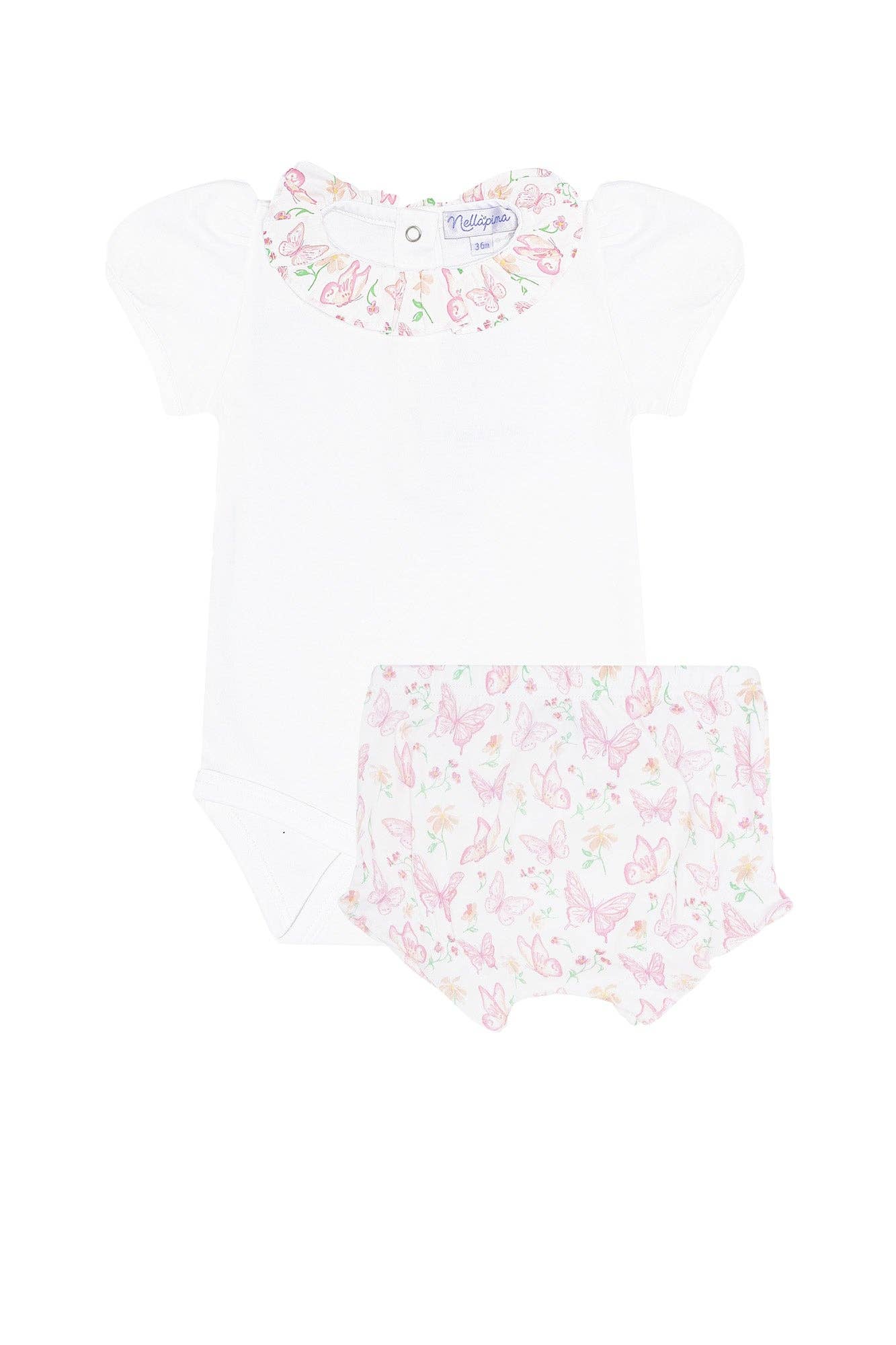 Nellapima - Butterflies Print Onesie Set: 6 - 9M / Pink