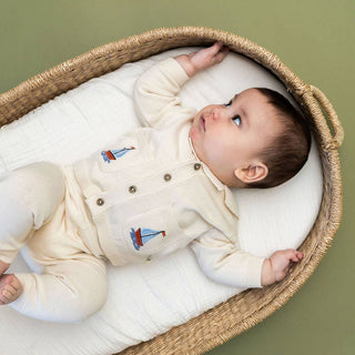 Viverano Organics - Sailboat Embroidered Pocket Baby Shirt & Pants (Organic)