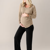 Bamboo Maternity & Nursing Long Sleeve T-shirt | Wheat