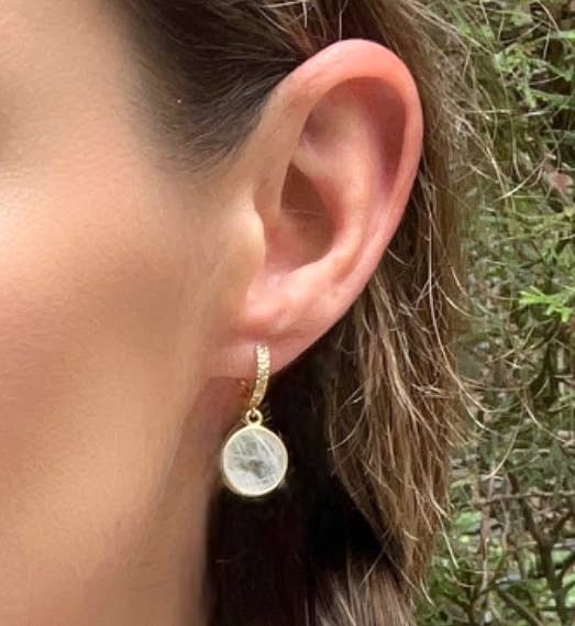 Image of Coin Huggies - Rainbow Moonstone