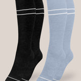 Premium Maternity Compression Socks (2-Pack) | Stone Blue & Black