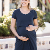 Eleanora Bamboo Maternity & Nursing Dress | Navy Heather