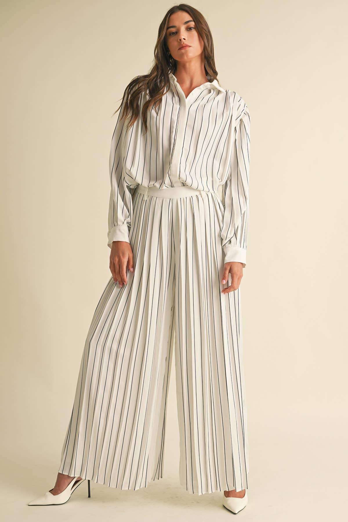 Image of Pleated Stripe Pants