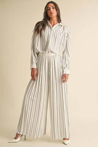 Pleated Stripe Pants