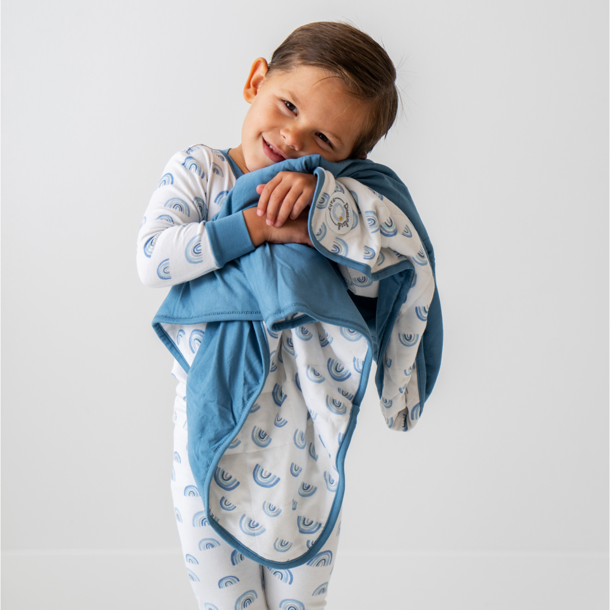 Image of Toddler/Kids Bamboo Pajamas - Blue Rainbow
